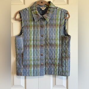 Christopher & Banks Multicolor Plaid Quilted Vest